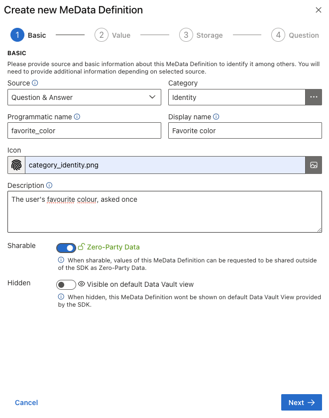 Creating the MeData Definition